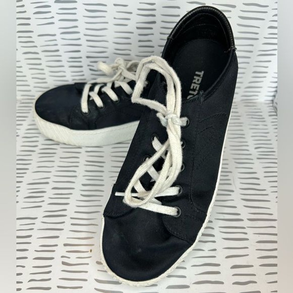 Tretorn Blaire Kids Black Textile Leather Platform Sneakers Size 5 US 35.5 EU